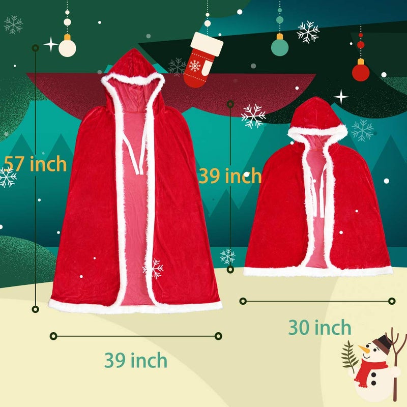 UDYR Child Christmas Cloak Deluxe Velvet Mrs Santa Claus Robe Hooded Cloak, Cappa Cape Coat Long Xmas Cos-play Costume for 6+ years(Red Kids) - Image 4